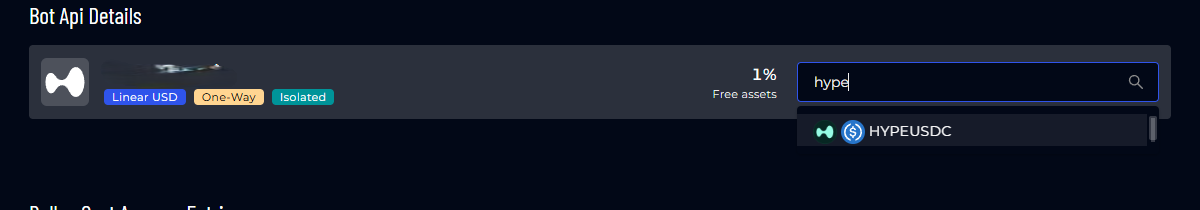 Choosing the asset in AstraBit
