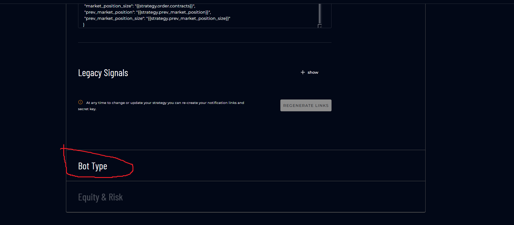 Bot Type selection in AstraBit
