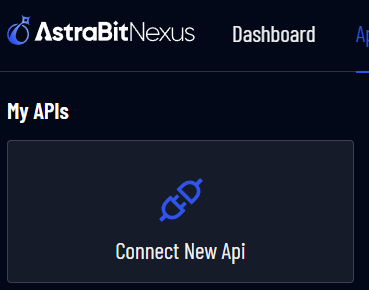 Connect New API button in AstraBit