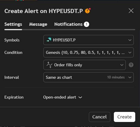 Completed alert condition tab