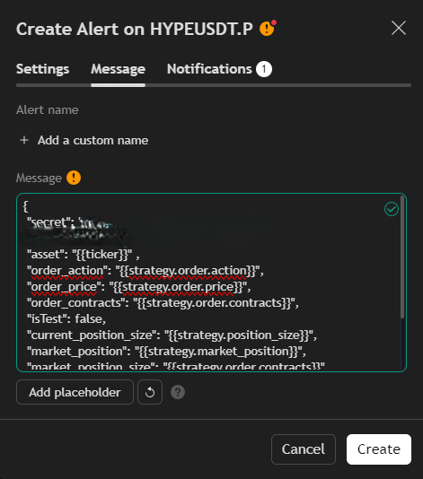 Pasting the JSON message into the alert message box