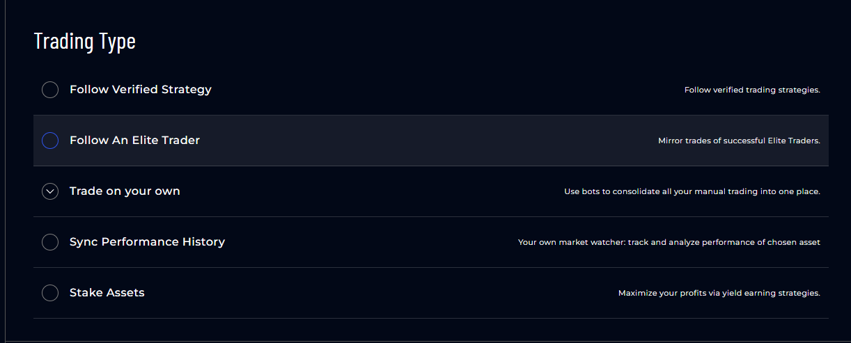 Trade on your own option in AstraBit